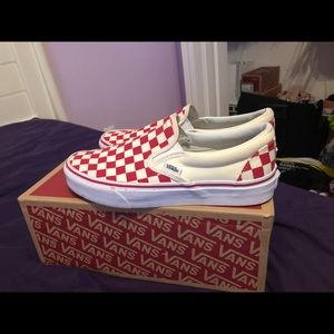 Women’s Red Checkerboard Vans-Size 8.5